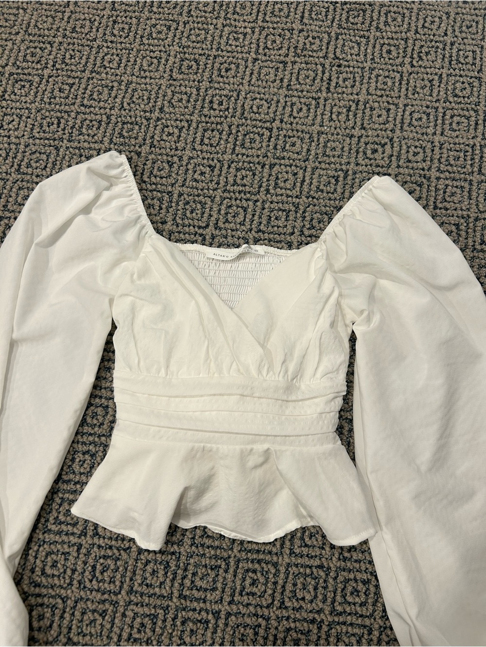 Altar'd State White Peplum Puff Sleeve Blouse